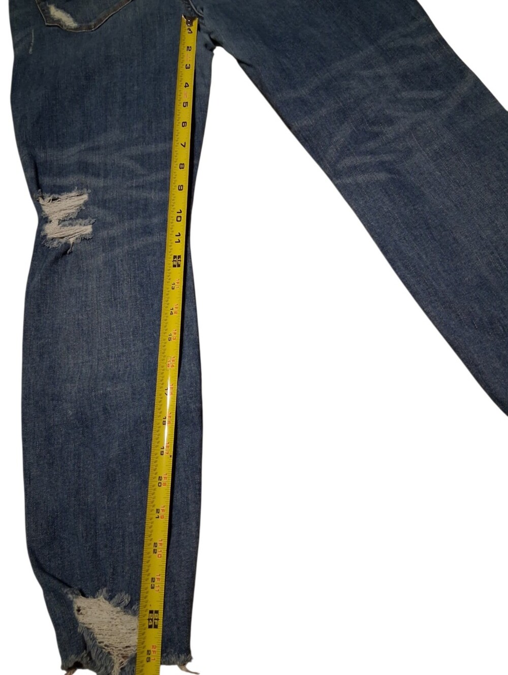 American Eagle Highest Rise Jegging Distressed Blue Denim Jeans Size 16 Short - Picture 10 of 13